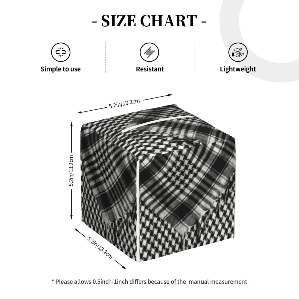 Kufiya Pattern Facial Tissue Box Cover Square Leather Tissue Box Holder for Car