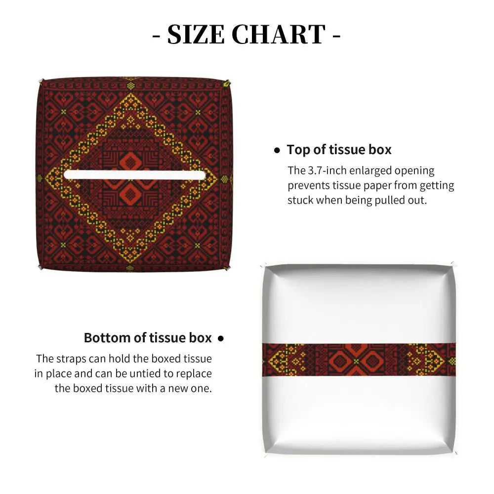 Kufiya Pattern Facial Tissue Box Cover Square Leather Tissue Box Holder for Car