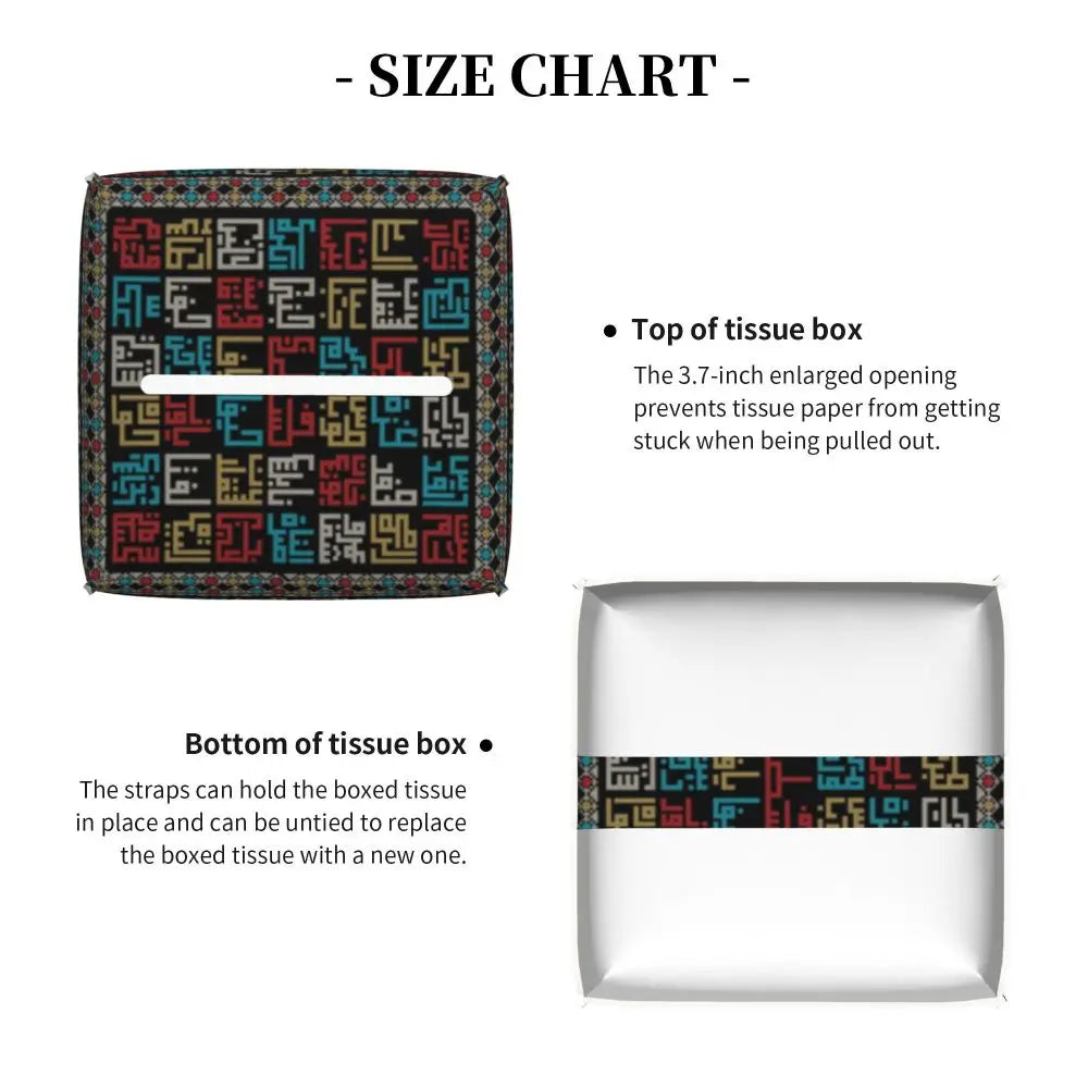 Kufiya Pattern Facial Tissue Box Cover Square Leather Tissue Box Holder for Car