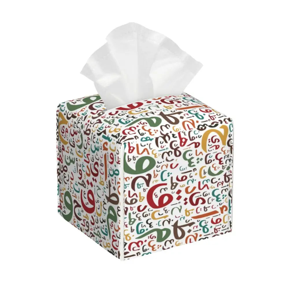 Kufiya Pattern Facial Tissue Box Cover Square Leather Tissue Box Holder for Car