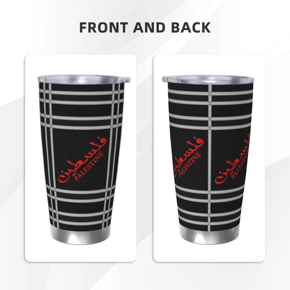 Keffiyeh Kufiya Insulated Tumbler – 20oz Stainless Steel Thermal Mug with Straw!