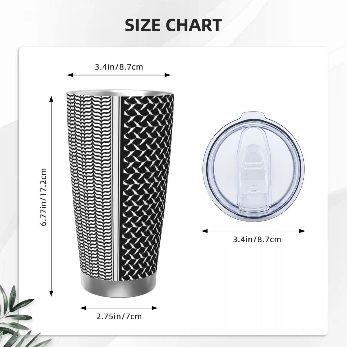 Keffiyeh Map Insulated Tumbler – Stainless Steel, 20oz Travel Mug with Lid