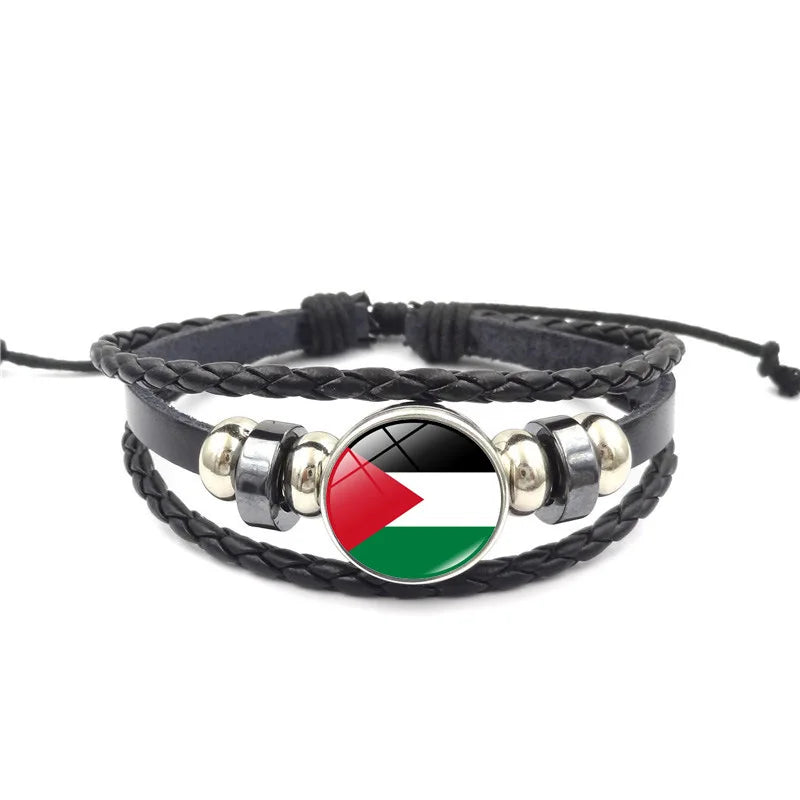 Palestine Flag Bracelet Vintage Multi-layer Woven