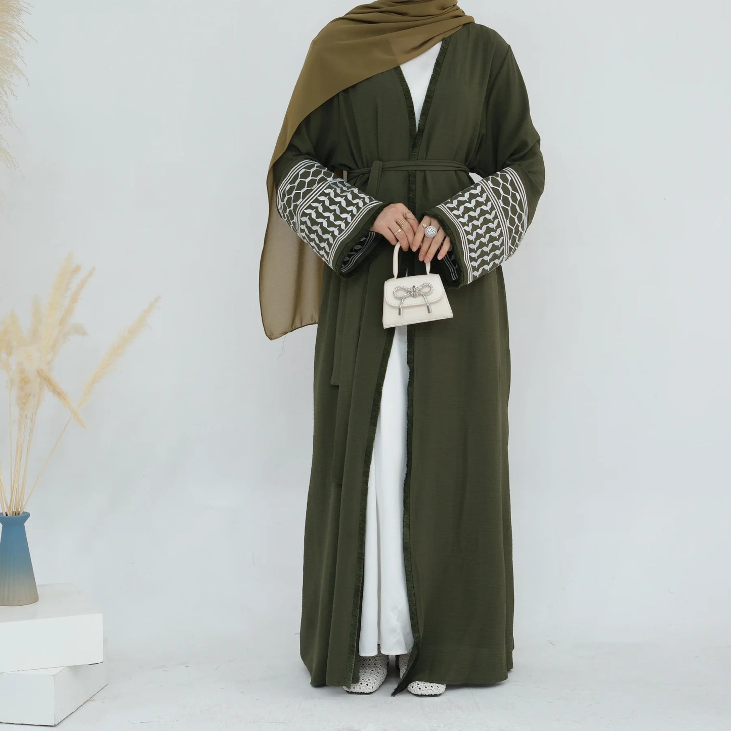 Kufiya Inspired Open Abaya