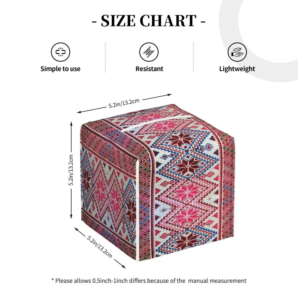 Kufiya Pattern Facial Tissue Box Cover Square Leather Tissue Box Holder for Car