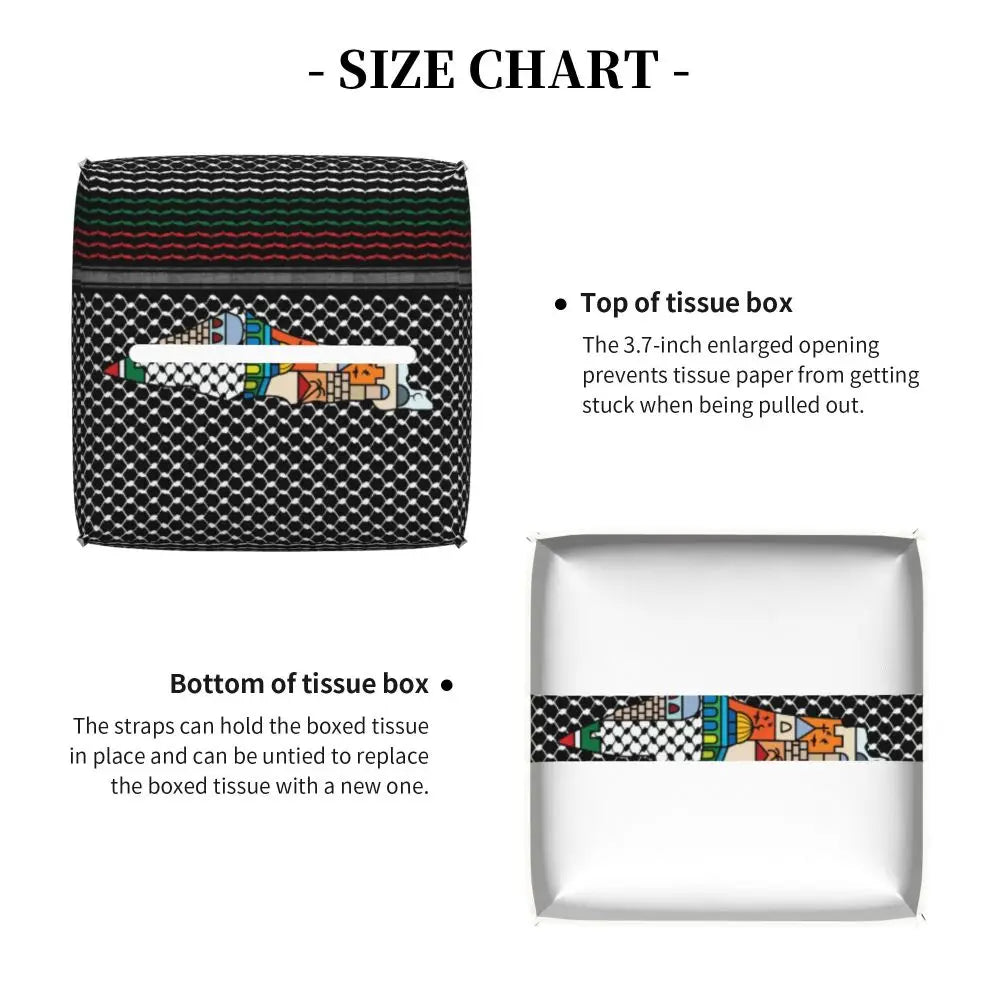 Kufiya Pattern Facial Tissue Box Cover Square Leather Tissue Box Holder for Car