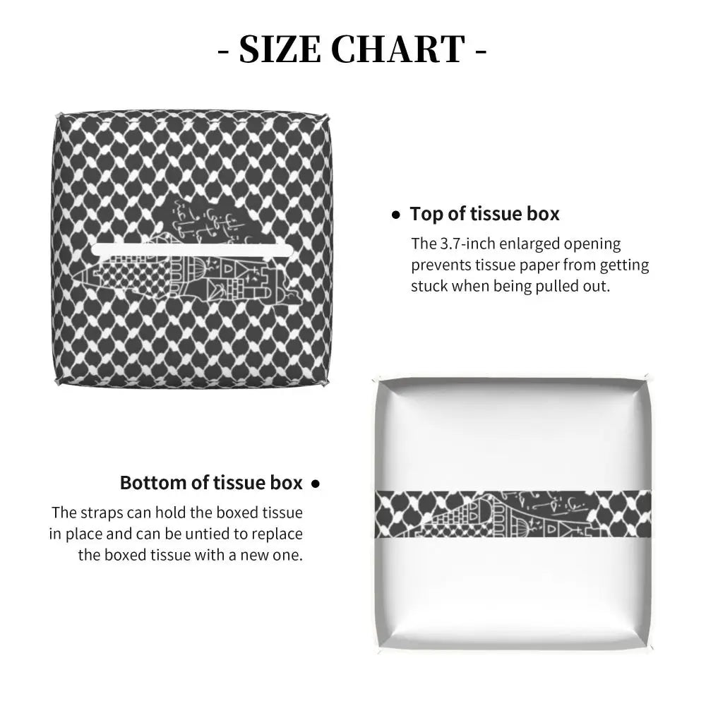 Kufiya Pattern Facial Tissue Box Cover Square Leather Tissue Box Holder for Car