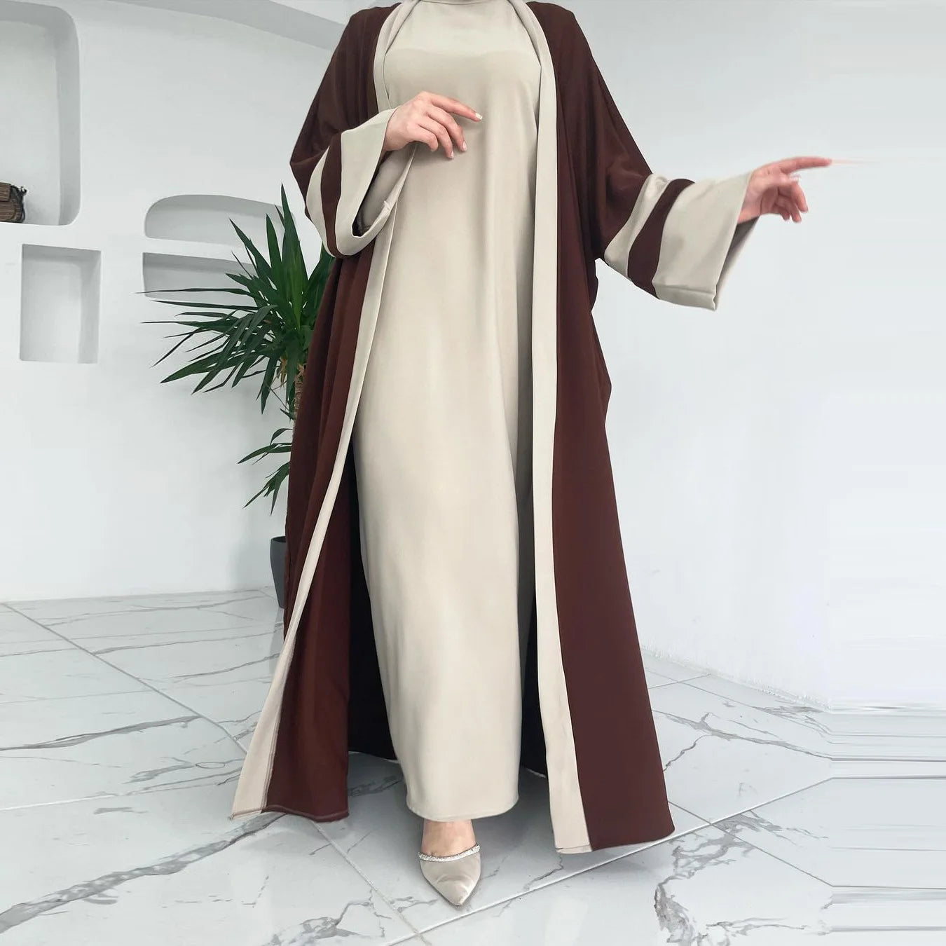2 Piece Open Abaya Set
