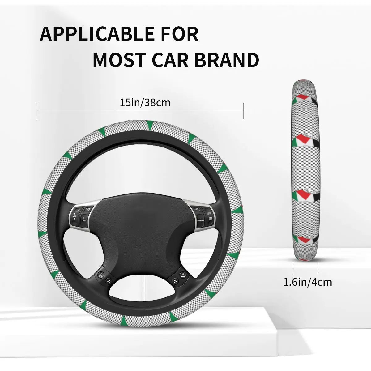 Kufiya Hatta Steering Wheel Cover – Keffiyeh Pattern for Stylish Car Protection!