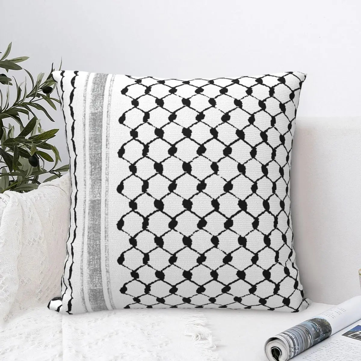 White Kufiya Square Pillowcase