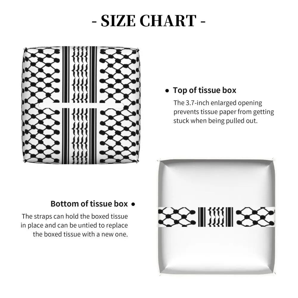 Kufiya Pattern Facial Tissue Box Cover Square Leather Tissue Box Holder for Car