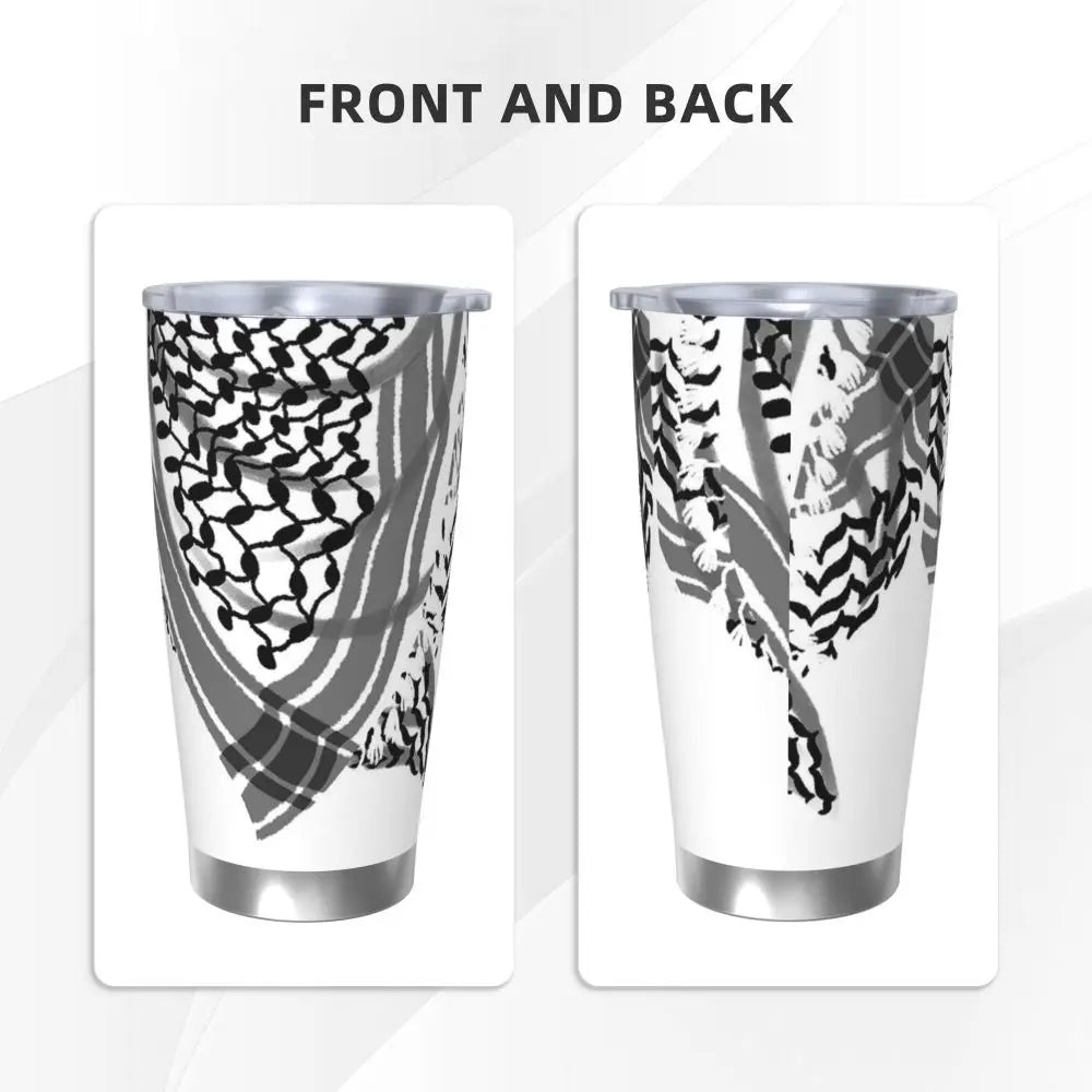 Keffiyeh Insulated Tumbler with Lid Vacuum Thermal Mug Outdoor Portable Car Bottle Cups, 20oz