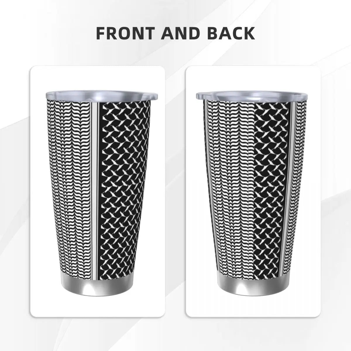 Keffiyeh Map Insulated Tumbler – Stainless Steel, 20oz Travel Mug with Lid