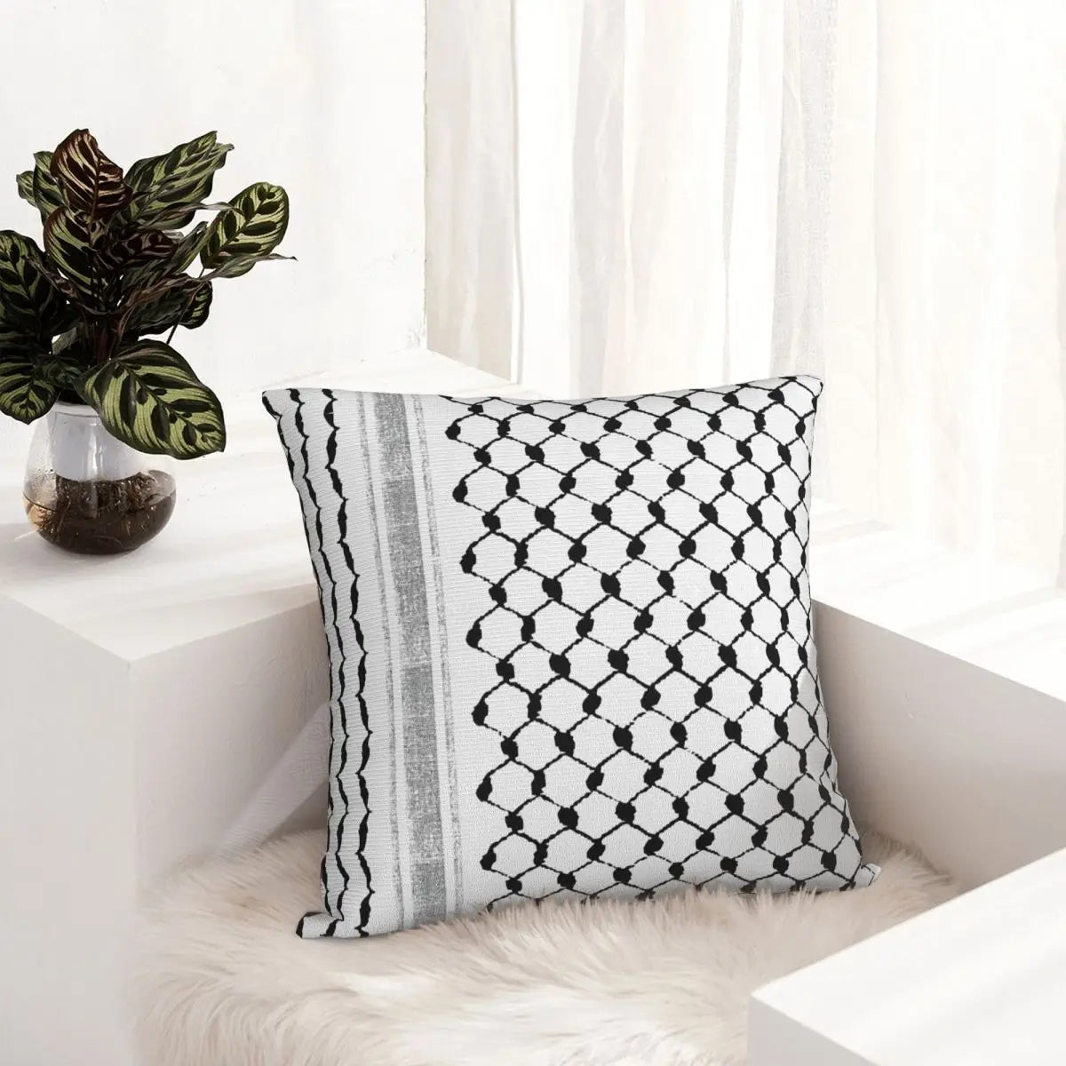 White Kufiya Square Pillowcase