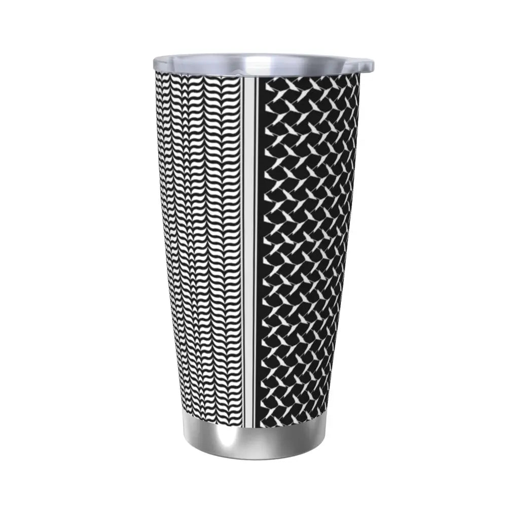 Keffiyeh Map Insulated Tumbler – Stainless Steel, 20oz Travel Mug with Lid