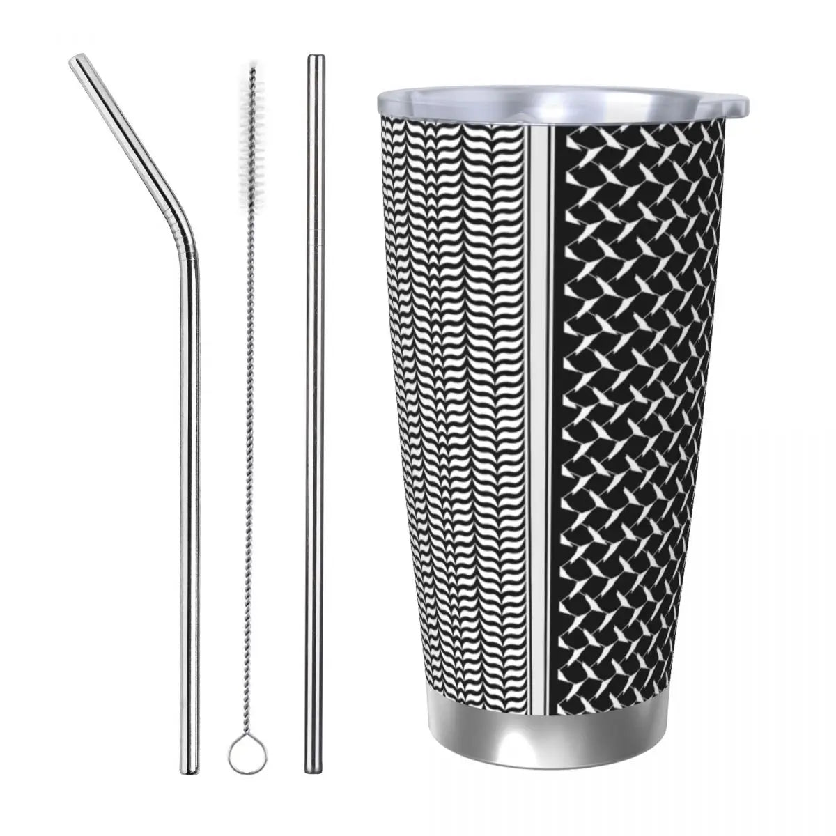 Keffiyeh Map Insulated Tumbler – Stainless Steel, 20oz Travel Mug with Lid