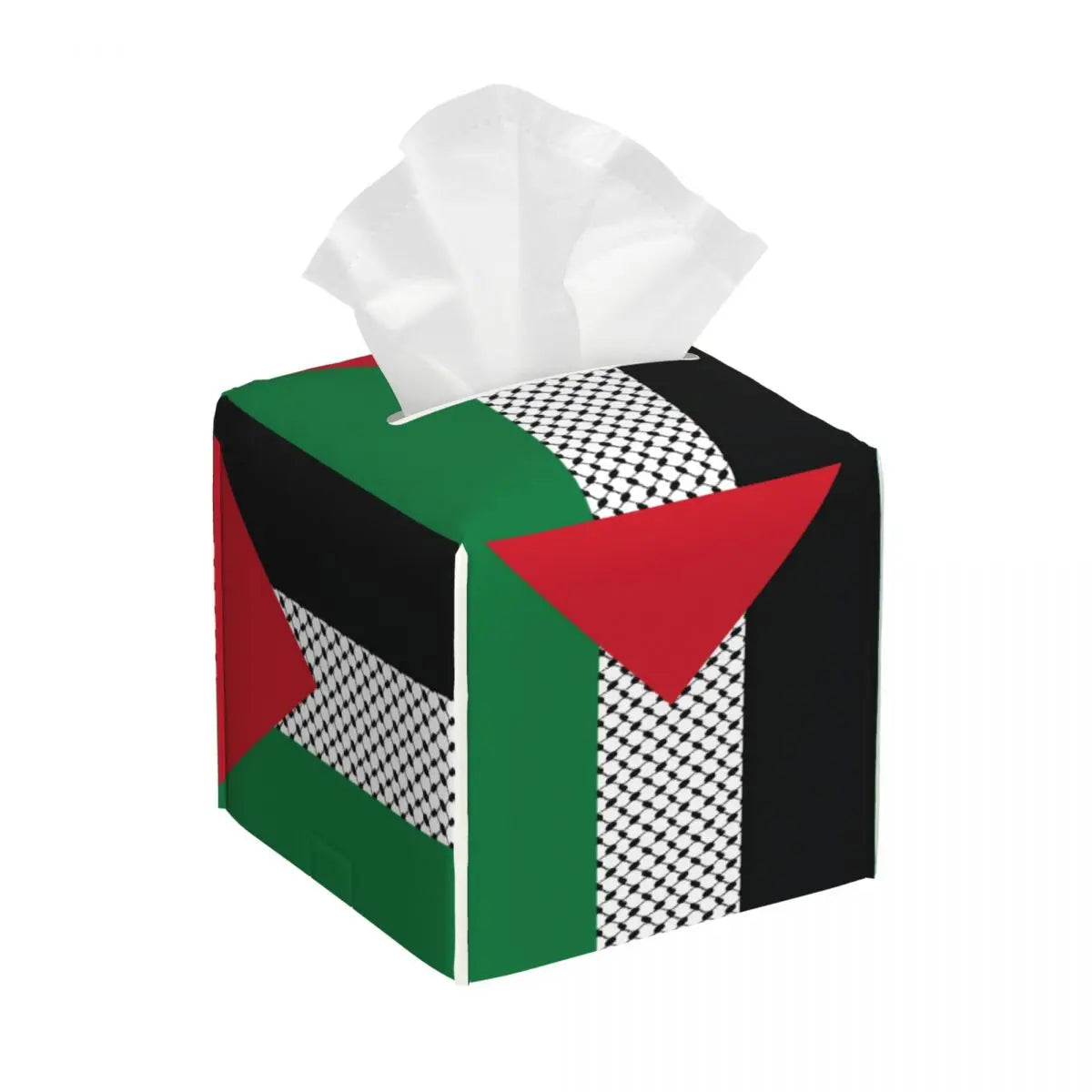 Kufiya Pattern Facial Tissue Box Cover Square Leather Tissue Box Holder for Car