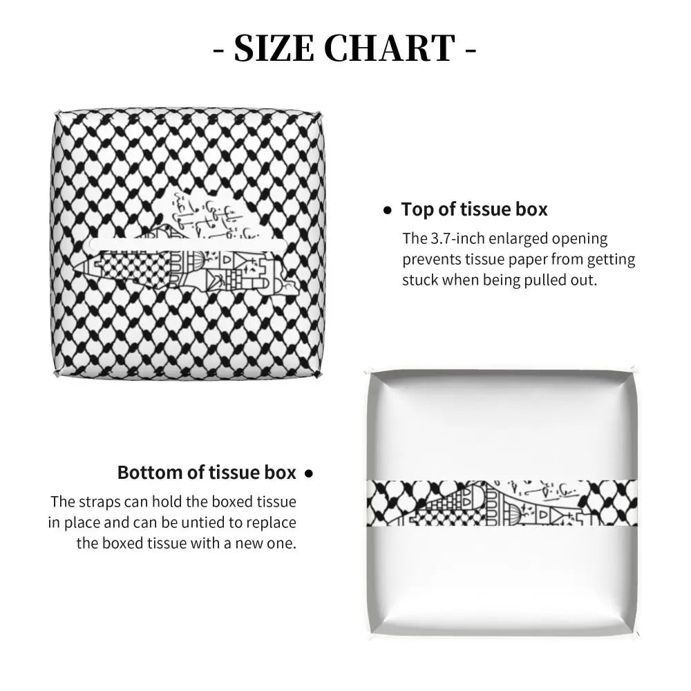 Kufiya Pattern Facial Tissue Box Cover Square Leather Tissue Box Holder for Car