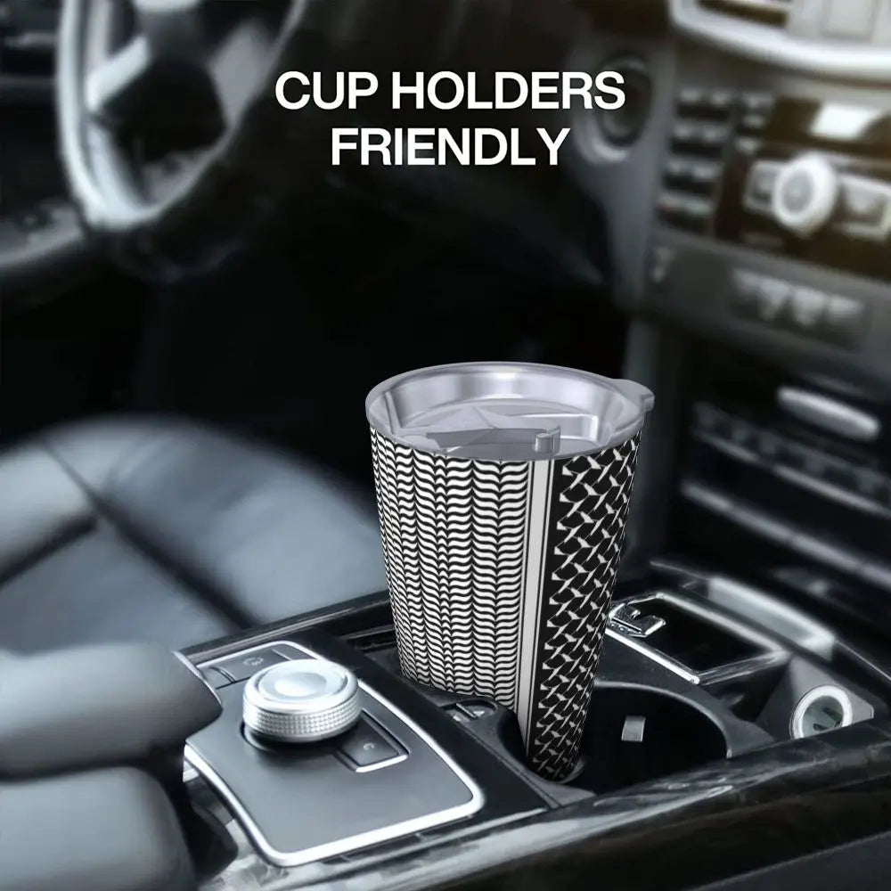Keffiyeh Map Insulated Tumbler – Stainless Steel, 20oz Travel Mug with Lid