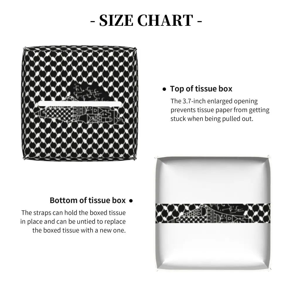 Kufiya Pattern Facial Tissue Box Cover Square Leather Tissue Box Holder for Car