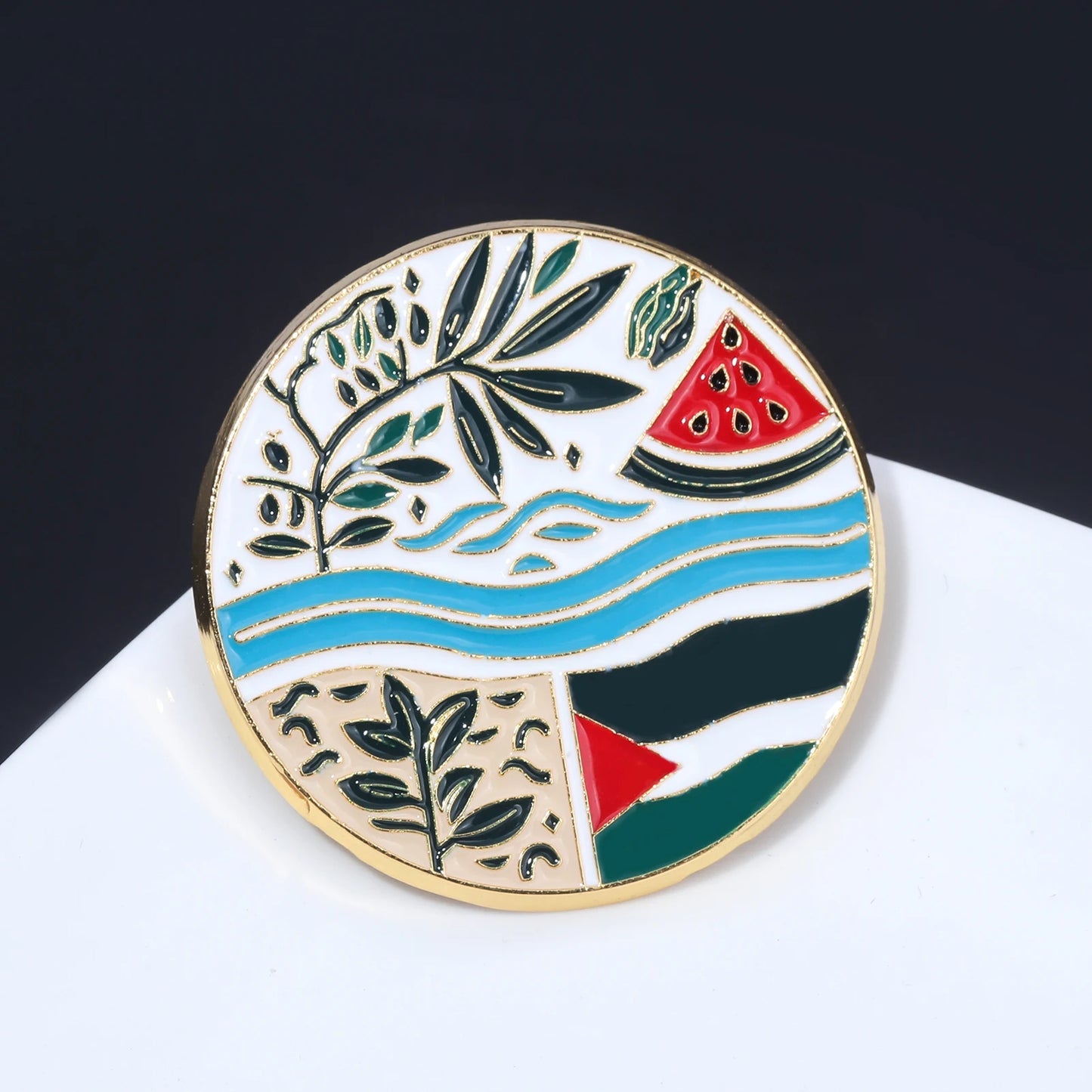Watermelon River Leaf Flag Pin