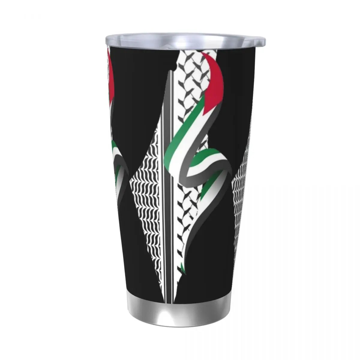 Keffiyeh Pattern Insulated Tumbler – 20oz Vacuum Mug with Straw & Lid, Perfect for Coffee!