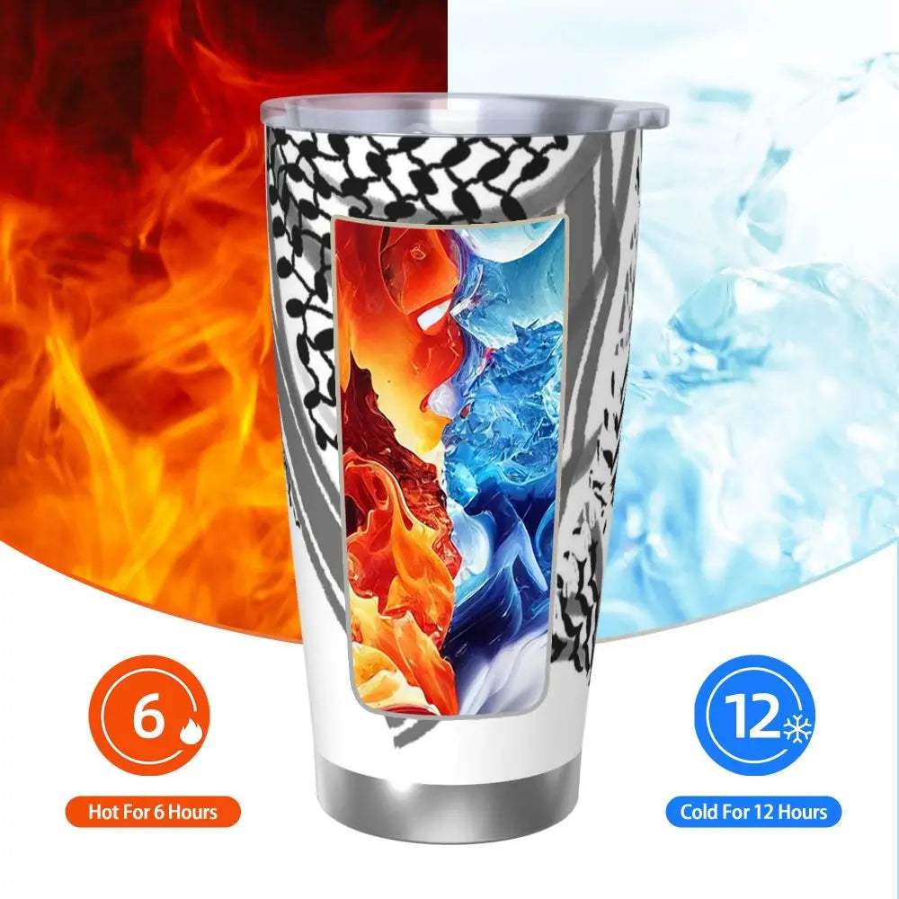 Keffiyeh Insulated Tumbler with Lid Vacuum Thermal Mug Outdoor Portable Car Bottle Cups, 20oz