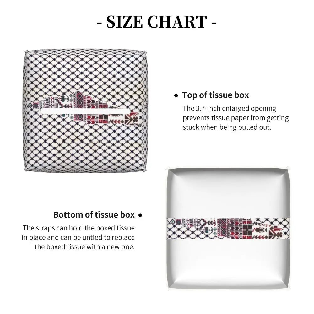 Kufiya Pattern Facial Tissue Box Cover Square Leather Tissue Box Holder for Car