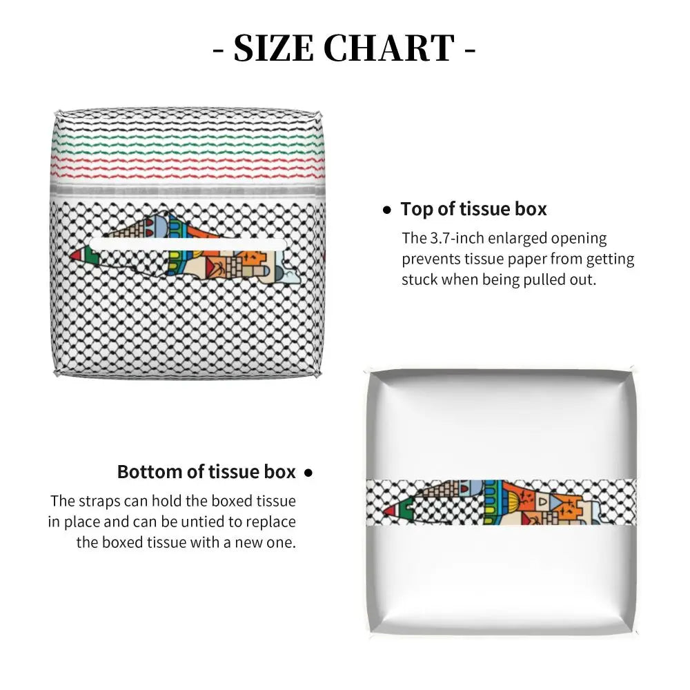 Kufiya Pattern Facial Tissue Box Cover Square Leather Tissue Box Holder for Car