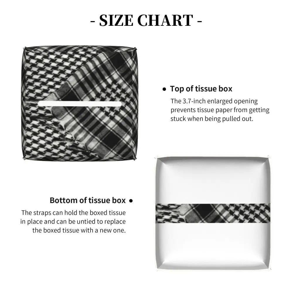 Kufiya Pattern Facial Tissue Box Cover Square Leather Tissue Box Holder for Car