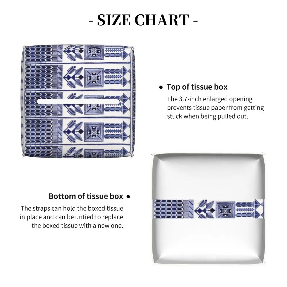 Kufiya Pattern Facial Tissue Box Cover Square Leather Tissue Box Holder for Car