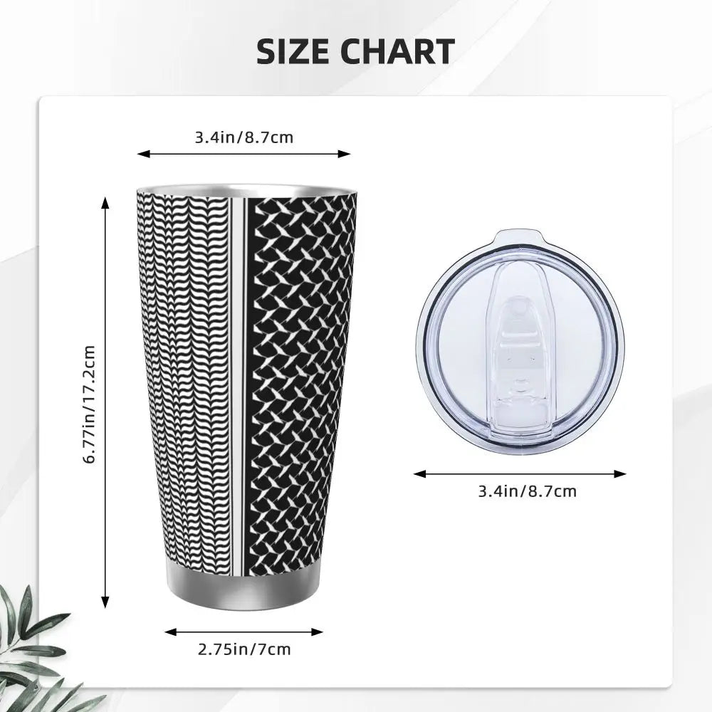 Keffiyeh Map Insulated Tumbler – Stainless Steel, 20oz Travel Mug with Lid