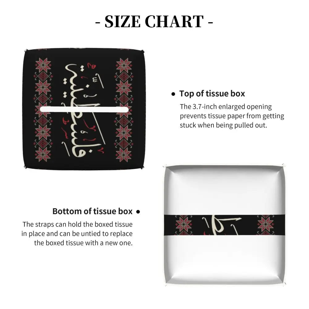 Kufiya Pattern Facial Tissue Box Cover Square Leather Tissue Box Holder for Car