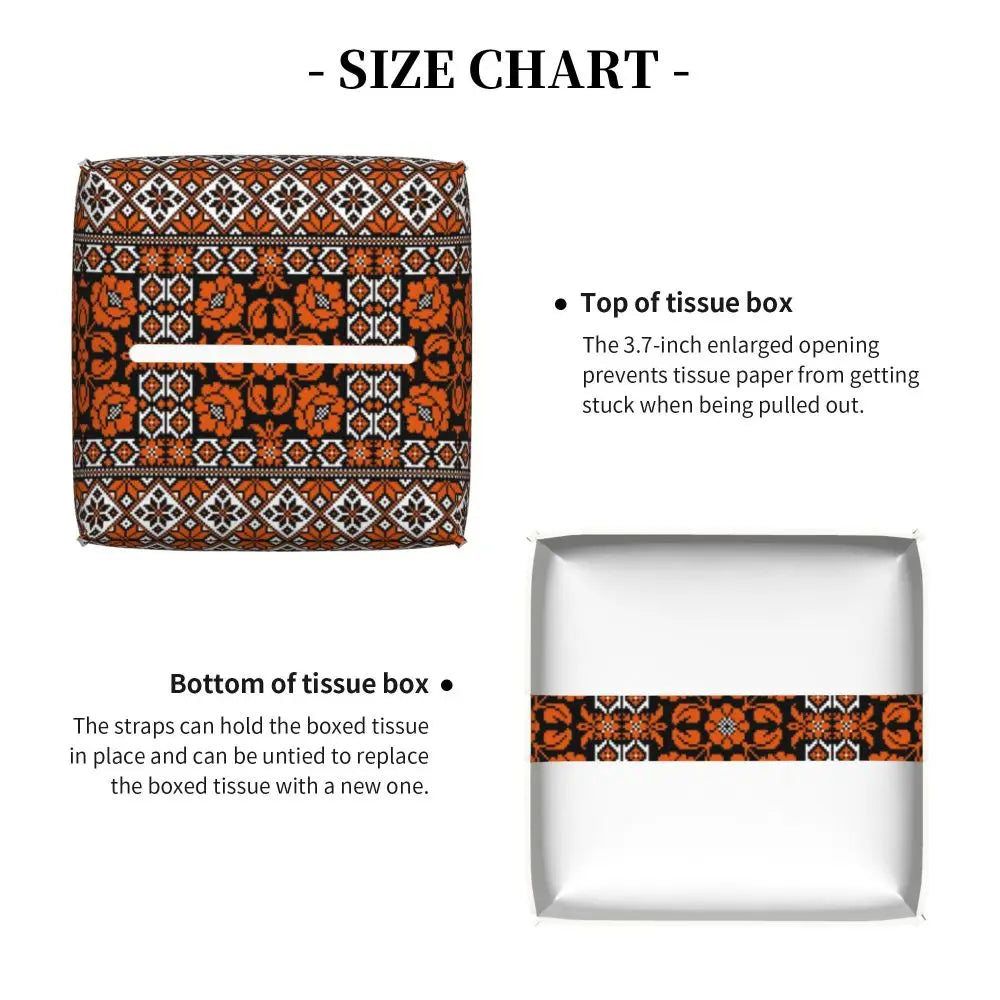Kufiya Pattern Facial Tissue Box Cover Square Leather Tissue Box Holder for Car