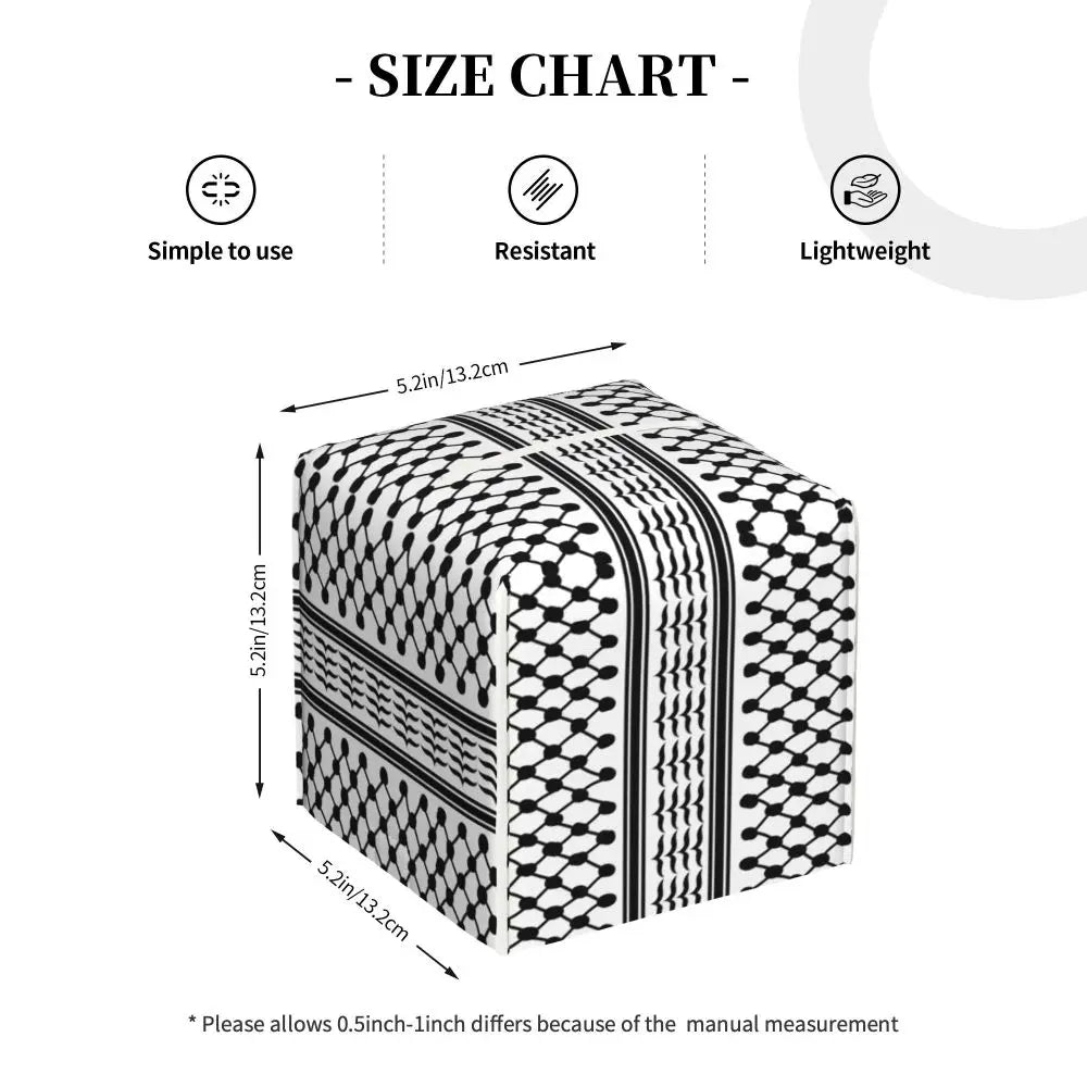 Kufiya Pattern Facial Tissue Box Cover Square Leather Tissue Box Holder for Car
