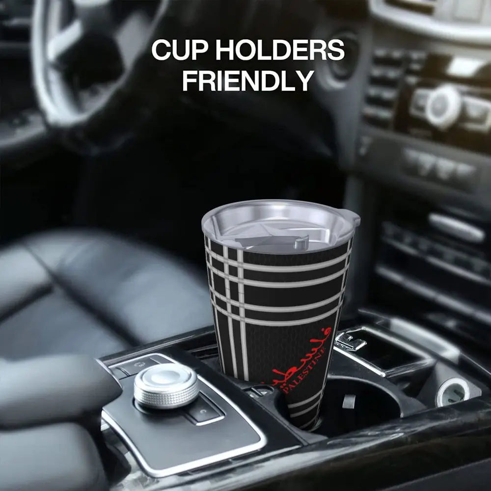 Keffiyeh Kufiya Insulated Tumbler – 20oz Stainless Steel Thermal Mug with Straw!