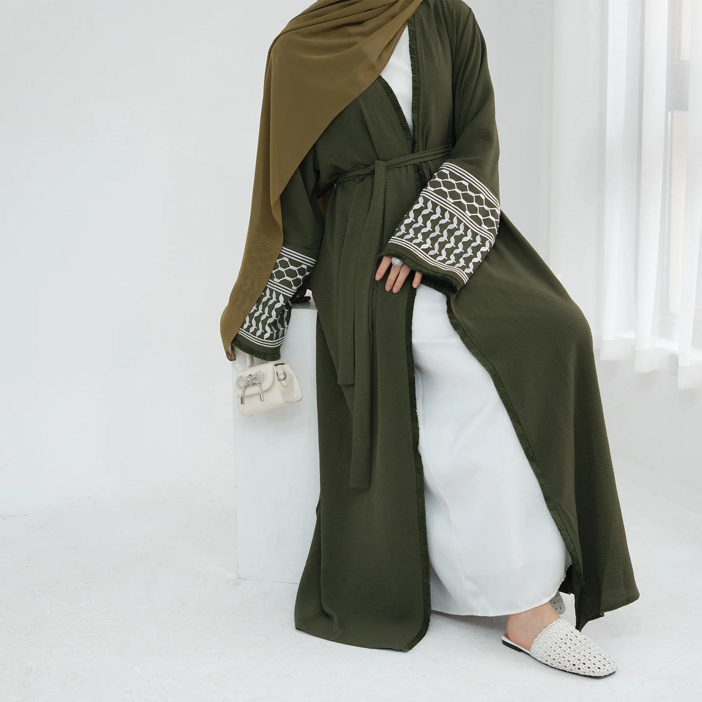 Kufiya Inspired Open Abaya