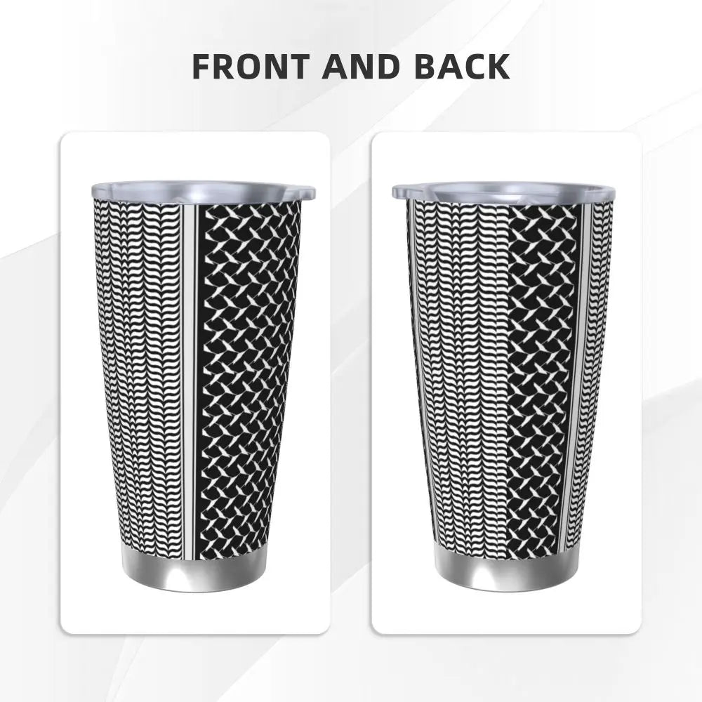 Keffiyeh Map Insulated Tumbler – Stainless Steel, 20oz Travel Mug with Lid