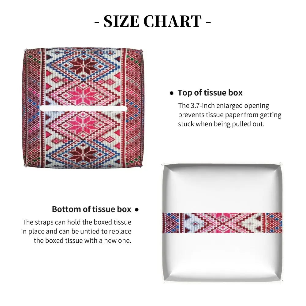 Kufiya Pattern Facial Tissue Box Cover Square Leather Tissue Box Holder for Car