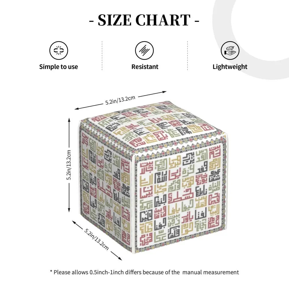 Kufiya Pattern Facial Tissue Box Cover Square Leather Tissue Box Holder for Car