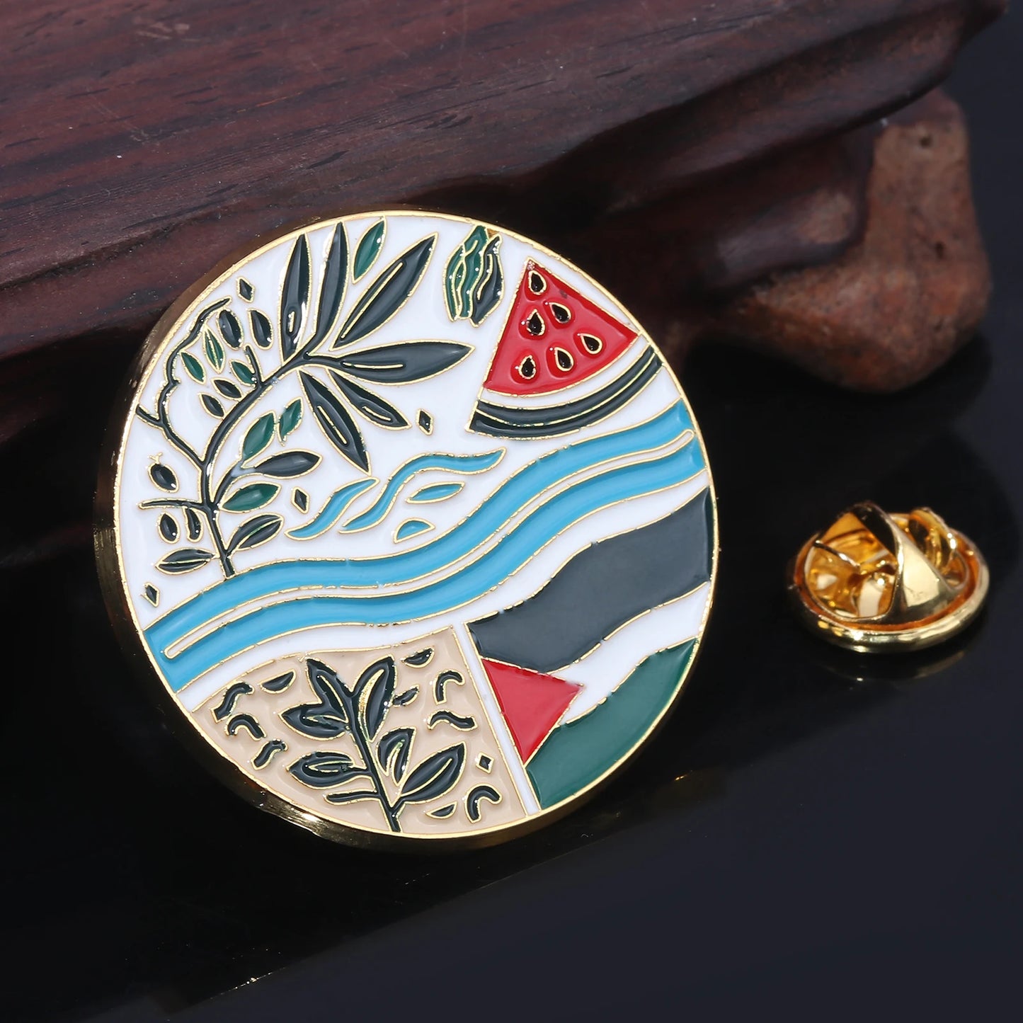 Watermelon River Leaf Flag Pin