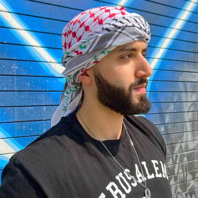 Shemagh Desert Keffiyeh – Tassel Scarf with Arab Print, Unisex & Perfect for Any Occasion! 652F