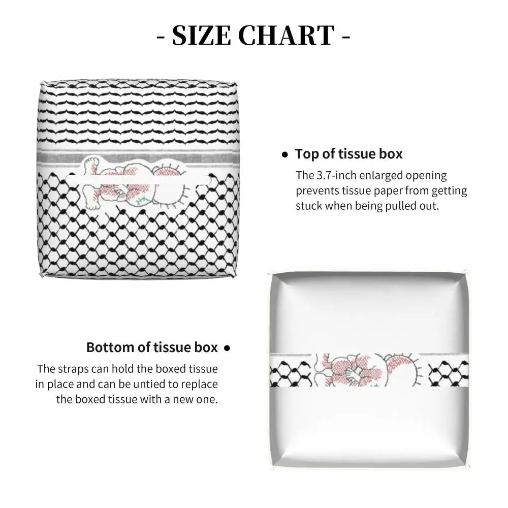 Kufiya Pattern Facial Tissue Box Cover Square Leather Tissue Box Holder for Car