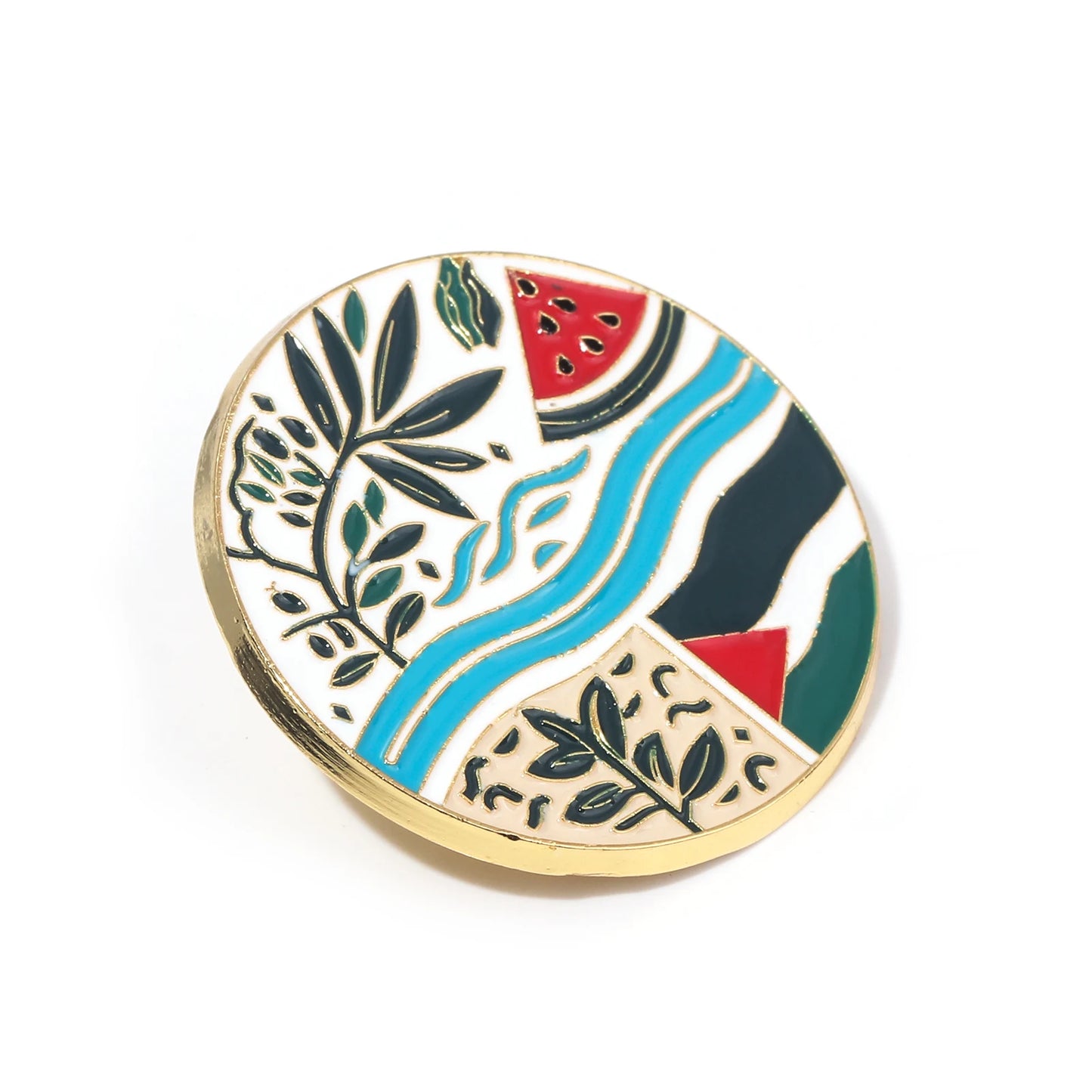 Watermelon River Leaf Flag Pin