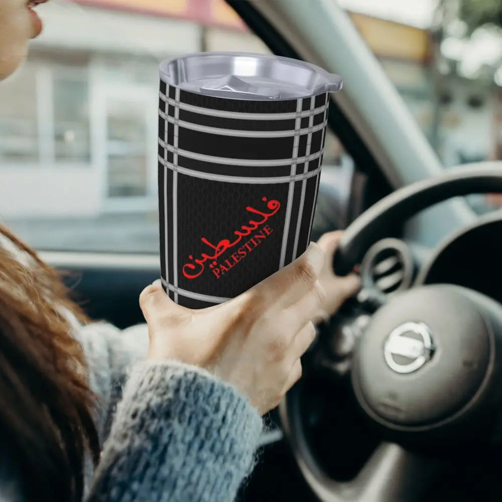 Keffiyeh Kufiya Insulated Tumbler – 20oz Stainless Steel Thermal Mug with Straw!