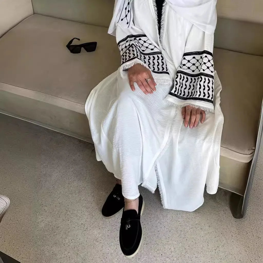Kufiya Inspired Open Abaya