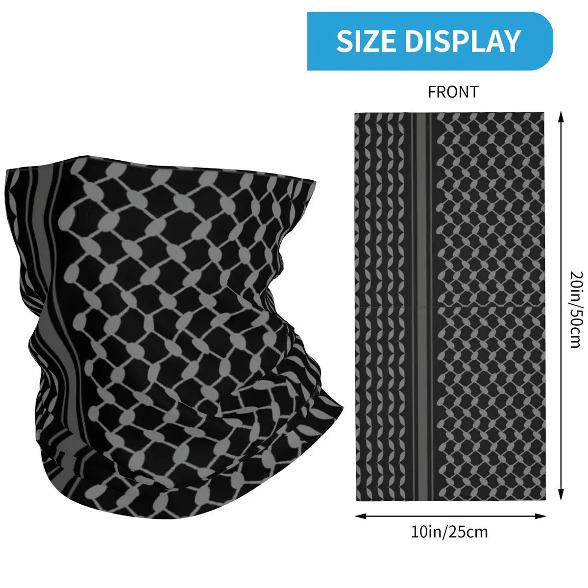 Black Keffiyeh Shemagh – Tactical Bandana, Scarf, & Winter Headwear for Hiking & Everyday Use