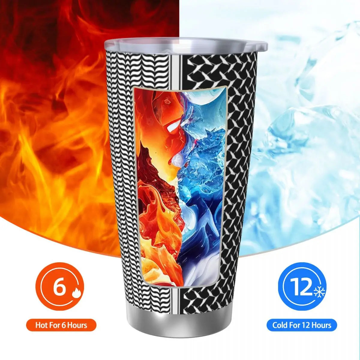 Keffiyeh Map Insulated Tumbler – Stainless Steel, 20oz Travel Mug with Lid
