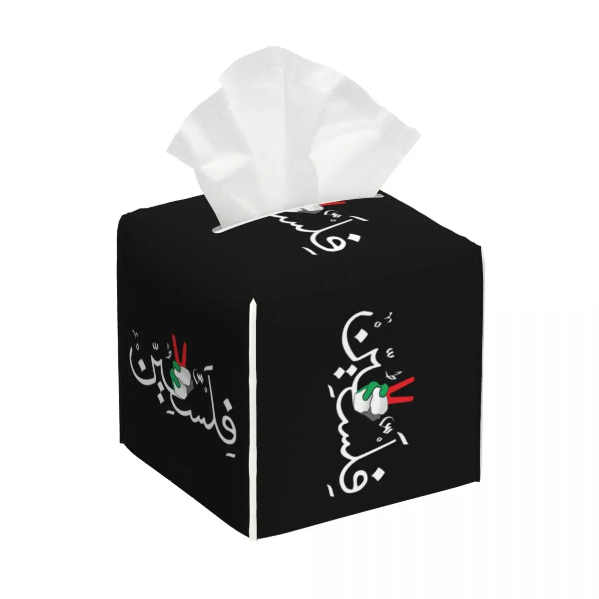 Kufiya Pattern Facial Tissue Box Cover Square Leather Tissue Box Holder for Car