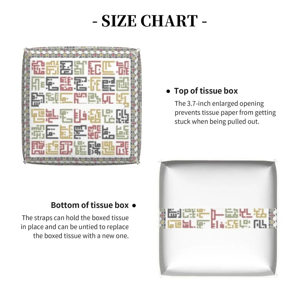 Kufiya Pattern Facial Tissue Box Cover Square Leather Tissue Box Holder for Car